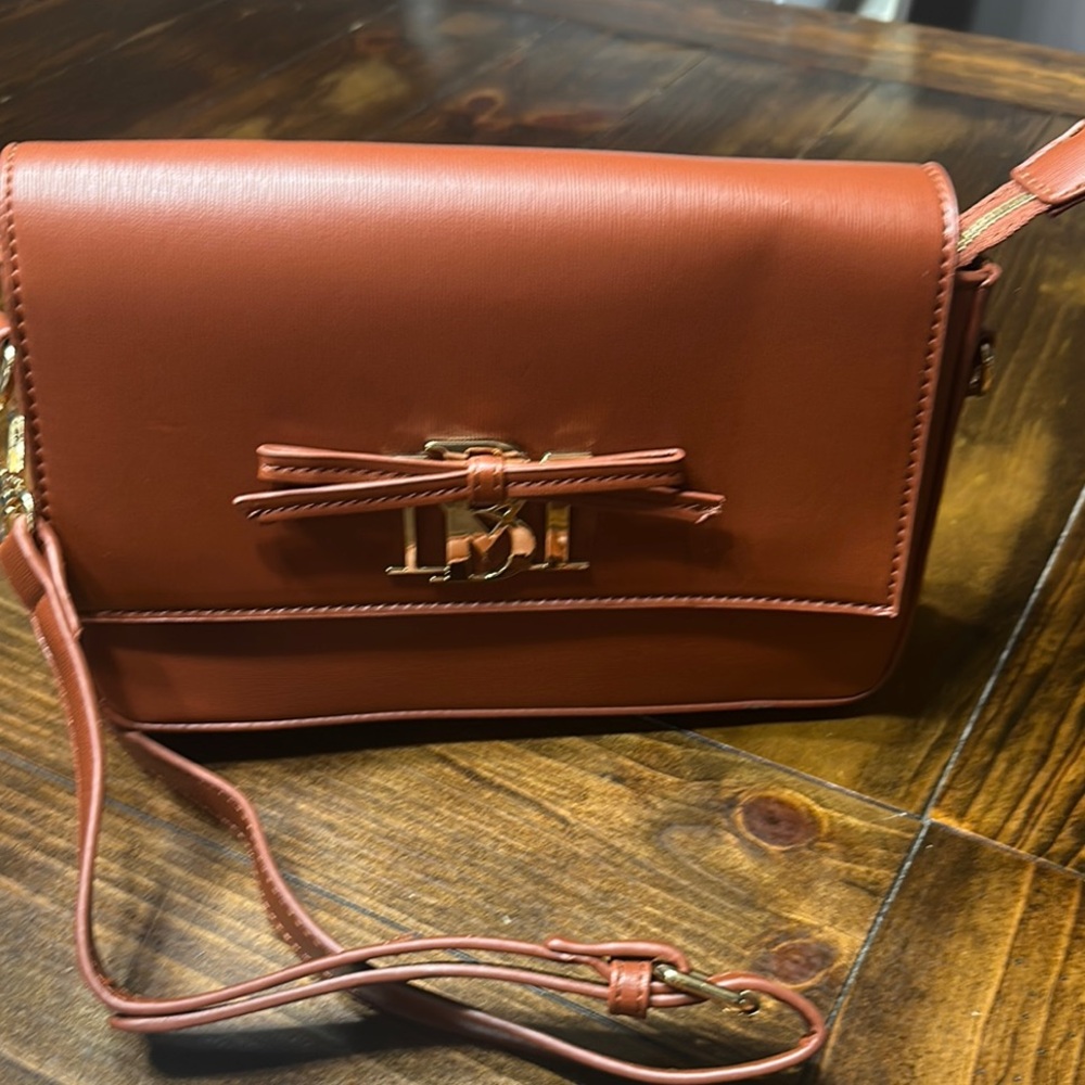 Badgley Mischka Brown Crossbody Bag with Decorative Detail